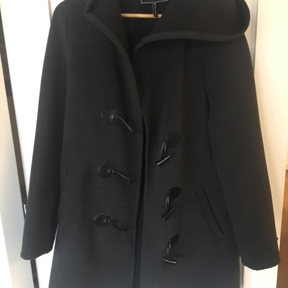 Fleece pea coat with hood, toggles - Picture 2 of 8